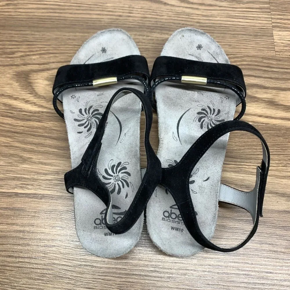 Abeo Womens Sandal Bio System‎ Orthotic Comfort Black Open Toe Size 10